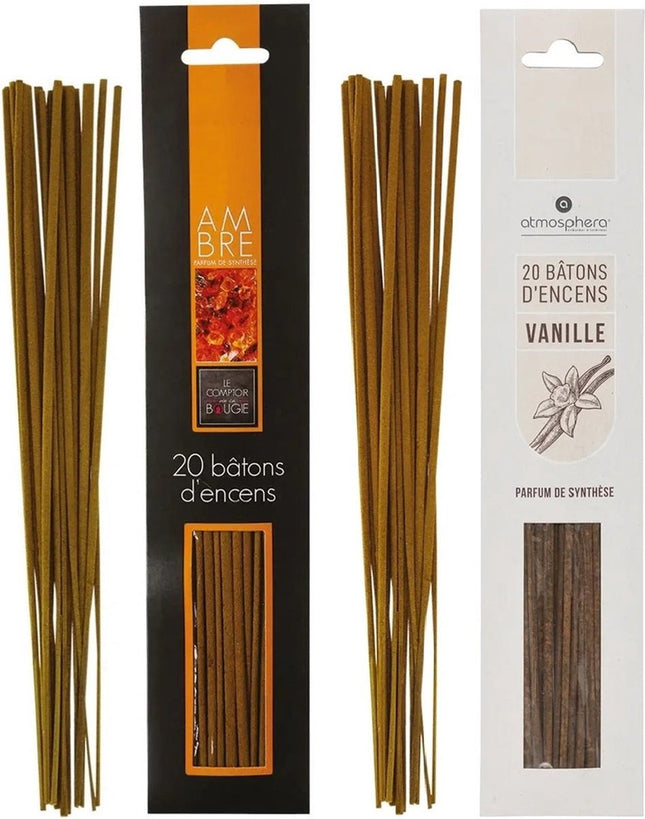 Atmosphera Wierook stokjes - set van 2 geuren - Amber en Vanille - 25 cm - Ontspanning