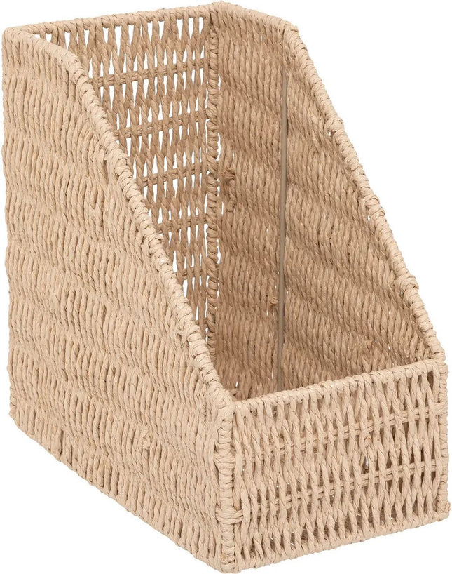 5Five Lectuurbak/documenten opbergbak - naturel koord - metaal/touw - L15 x B26 x H27 cm - Kantoorbenodigdheden - Bureau-accessoires