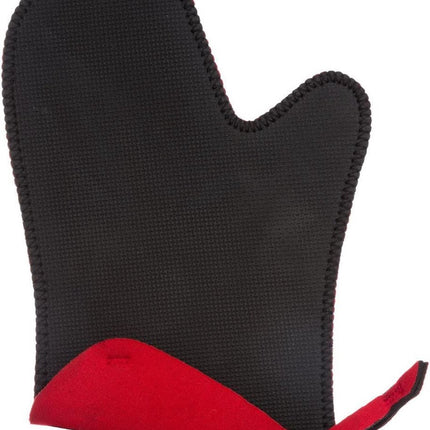 Neopreen ovenwant/ovenhandschoen zwart/rood 17,5 x 27,5 cm - Pannenlap - Keukenhandschoen