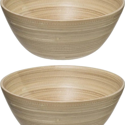 Secret de Gourmet Slakom/Serveerschaal - bamboe - D30 cm - Set 2x