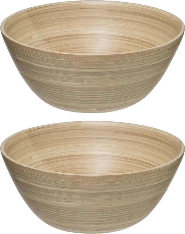 Secret de Gourmet Slakom/Serveerschaal - bamboe - D30 cm - Set 2x