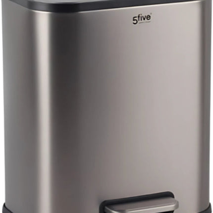 5Five Pedaal Afvalemmer - Soft close - 50L - Mat Roestvrij Staal - Grijs