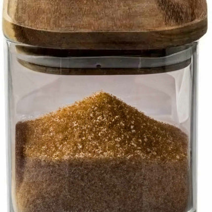 Voorraadbus/voorraadpot 0,6L glas met acacia houten deksel - 600 ml - Voorraadpotten met luchtdichte deksel