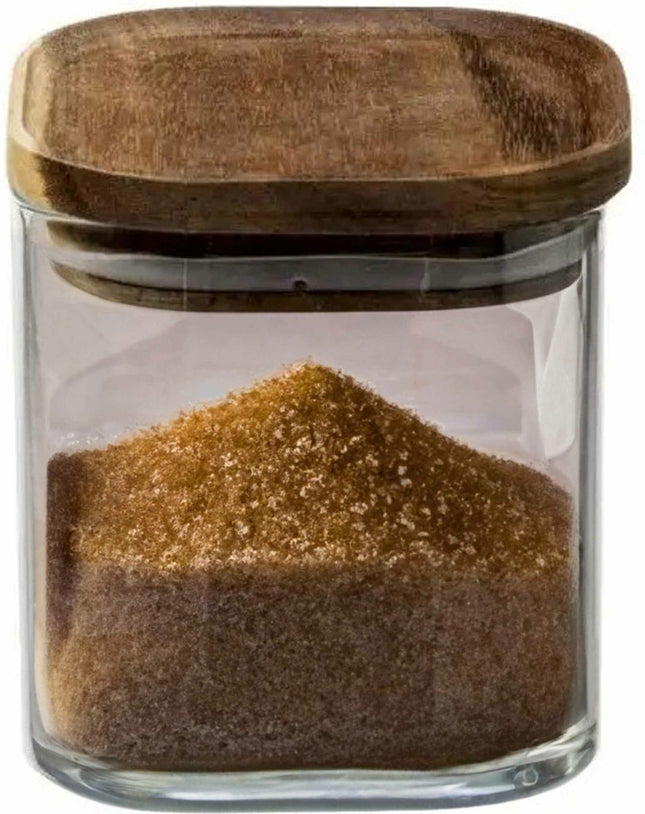 Voorraadbus/voorraadpot 0,6L glas met acacia houten deksel - 600 ml - Voorraadpotten met luchtdichte deksel