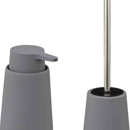 5Five - WC/Toiletborstel met zeeppompje 250 ml - grijs - keramiek