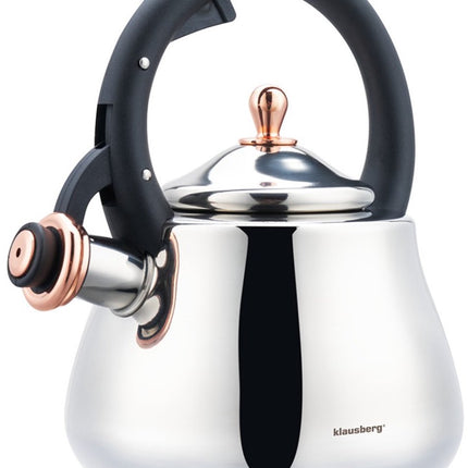 Klausberg 7776 - Fluitketel met fluit - 2.5 liter - RVS - Zilverkleurig