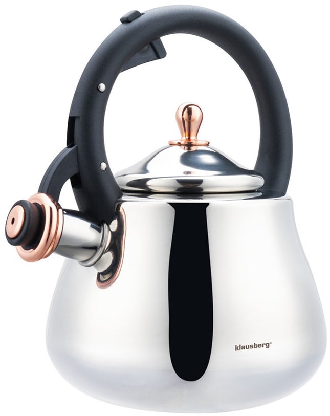 Klausberg 7776 - Fluitketel met fluit - 2.5 liter - RVS - Zilverkleurig