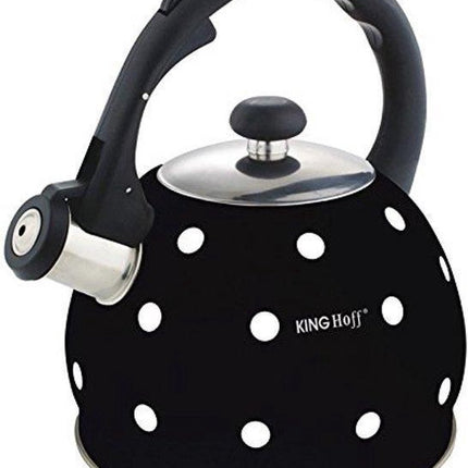 Kinghoff Fluitketel zwart stippel - 2 l