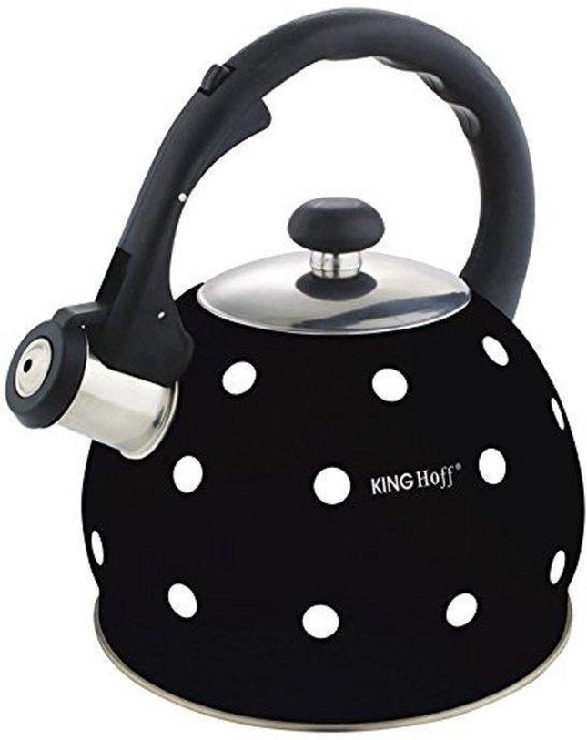 Kinghoff Fluitketel zwart stippel - 2 l