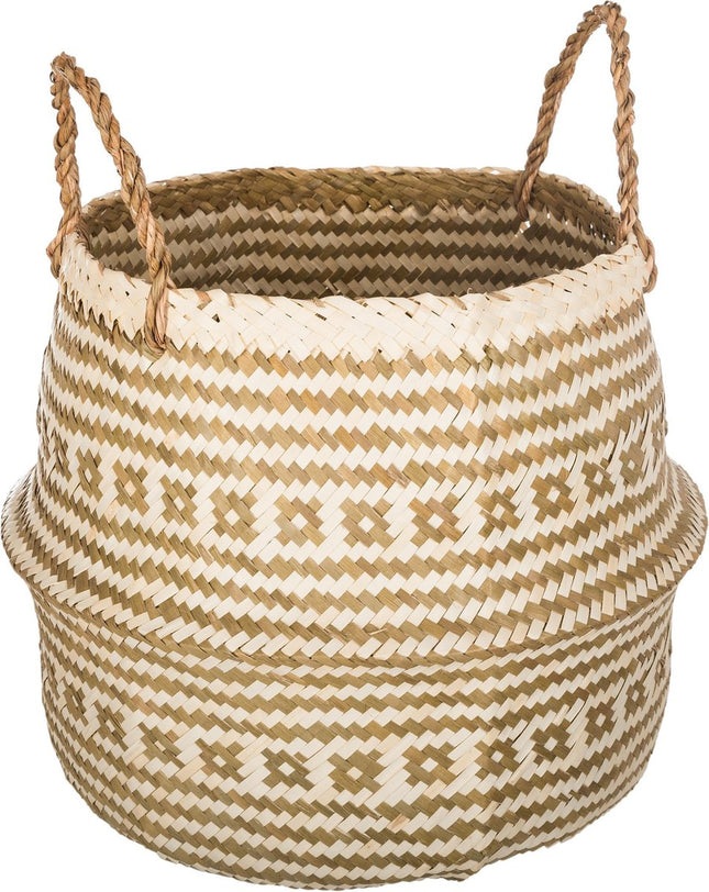 Atmosphera Opbergmand Brendan - rond - riet - D35 x H40 cm - decoratie mand/speelgoed mand