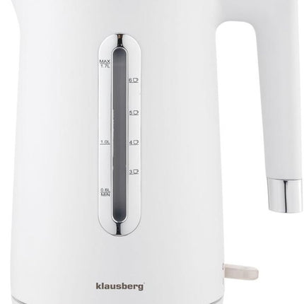 Klausberg KB-7890 Elektrische Waterkoker - 1,7L - Wit - 2200W - RVS & PP - Energiezuinig & Stil