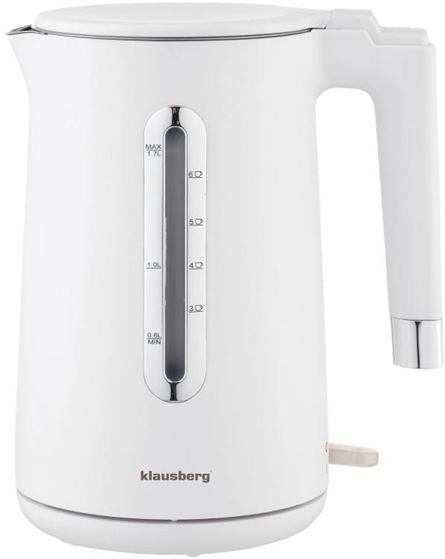 Klausberg KB-7890 Elektrische Waterkoker - 1,7L - Wit - 2200W - RVS & PP - Energiezuinig & Stil