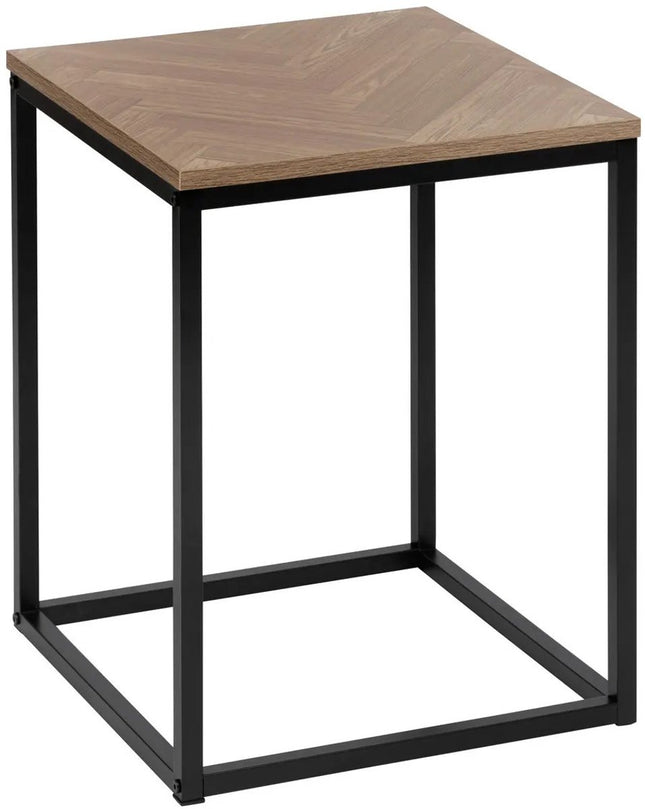 5Five Bijzettafeltje Chevron - hout/metaal - lichtbruin/zwart - D40 x H50 cm - koffie tafel