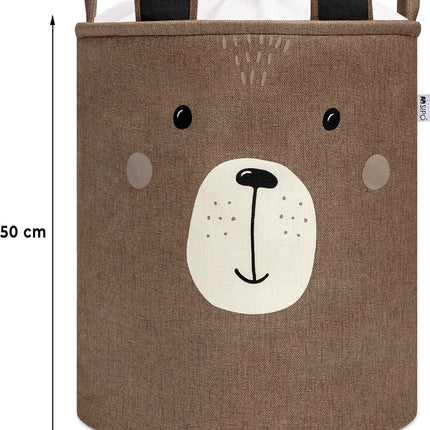 Bruine Beer Hoofd - Speelgoedopbergmand - XXL Waterdichte Opbergbox - Polyester Kist - 63 Liter - 40x40x50 cm - Speelgoedmand - Wasmand - Sipo