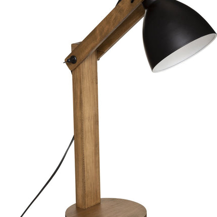 Atmosphera Tafellamp/bureaulampje Design Light Cuba - hout/zwart - H56 cm - Leeslamp