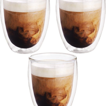Koffiekopjes/theeglazen - 5x stuks - 300 ml - Barista - Dubbelwandige glazen