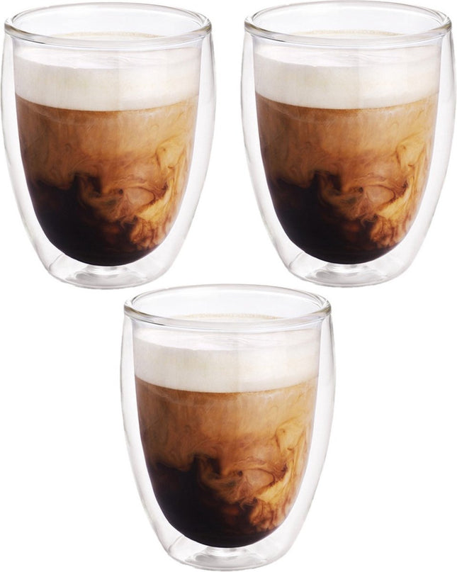 Koffiekopjes/theeglazen - 5x stuks - 300 ml - Barista - Dubbelwandige glazen