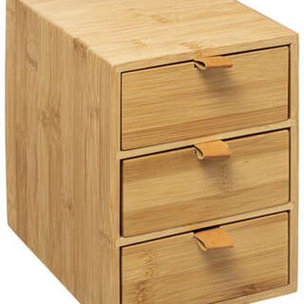 5Five Ladeblokje/bureau organizer 3x lades - bamboe hout - L20 x B15 x H21 cm - lichtbruin