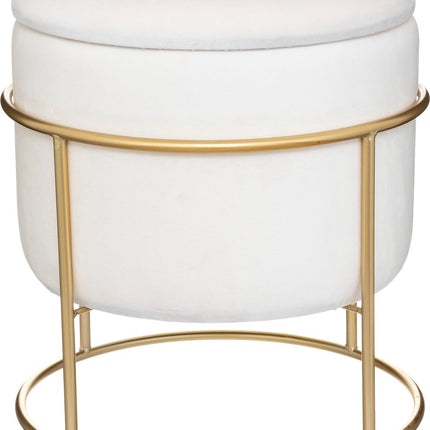 Atmosphera Eliane Poef - Velvet - Wit - Dia 42 cm