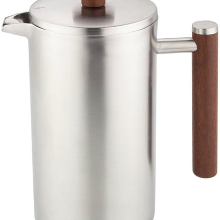 KINGHoff French Press 1 Liter – RVS 304 – Dubbelwandig – Houten Handgreep – Luxe Koffie & Thee Zetter – KH-1995
