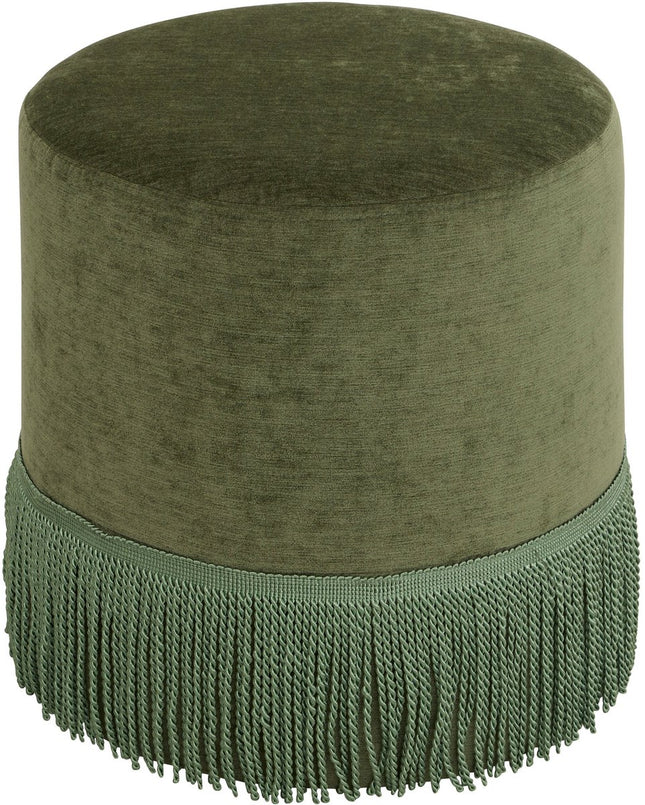 Atmosphera Alanya Velvet Poef - Ø38xH38cm - Groen