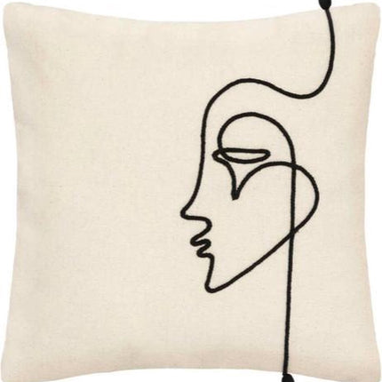 Sierkussen hoes wit en zwart face 40 x 40 cm