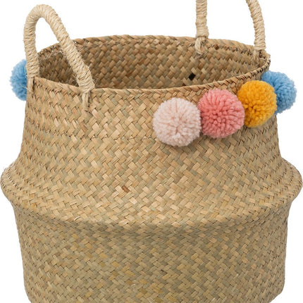 Atmosphera Kids Opbergmand Bulda uit riet Ø33x38cm - Beige
