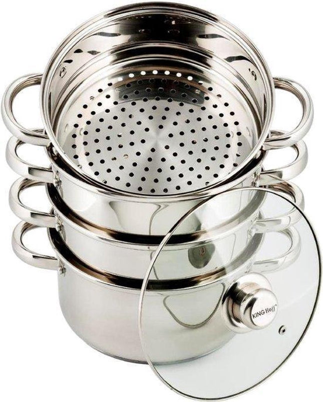 Kinghoff 3320 stoompan - Ø24 cm - rvs - alle warmtebronnen