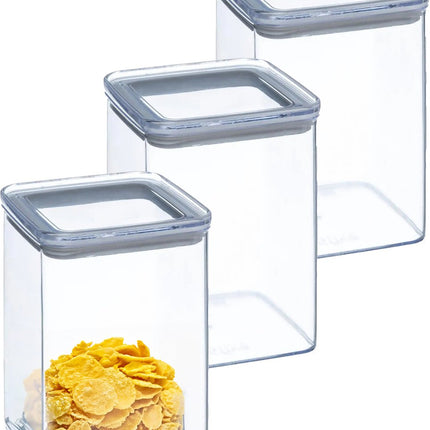 5Five Voorraadpot - 5x - keuken/voedsel - kunststof - 1000 ml - luchtdichte deksel - transparant - 10 x 10 x 14 cm