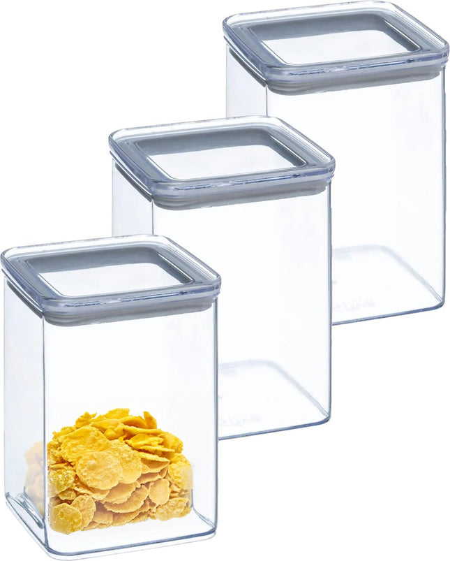 5Five Voorraadpot - 5x - keuken/voedsel - kunststof - 1000 ml - luchtdichte deksel - transparant - 10 x 10 x 14 cm