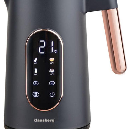 Klausberg KB-7892 Elektrische Waterkoker - 1,7L - Zwart/Rose Goud - LED Bediening - 13 Temperatuurstanden - 2200W