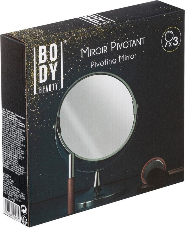 5Five Dubbele make-up spiegel/scheerspiegel op voet - 17 x 23 cm - zilver - Badkamer scheerspiegels - op standaard