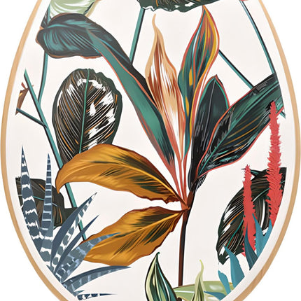5five Toiletbril, Palawan hout + zinken klep, Tropical leaves universiel