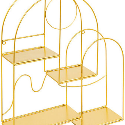 Wandkastje ongelijke vormen - goud - staal - 4 ongelijke plankjes - 50 x 60 cm - wandplanken
