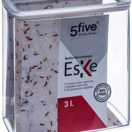 5Five Voorraadpot - keuken/voedsel - kunststof - 500 ml - luchtdichte deksel - transparant - 10 x 10 x 7 cm