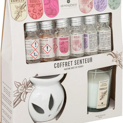 Geurolie Cadeauset/Geschenkset met Oliebrander-Geurbrander-Giftset-Geurkaars Vanille