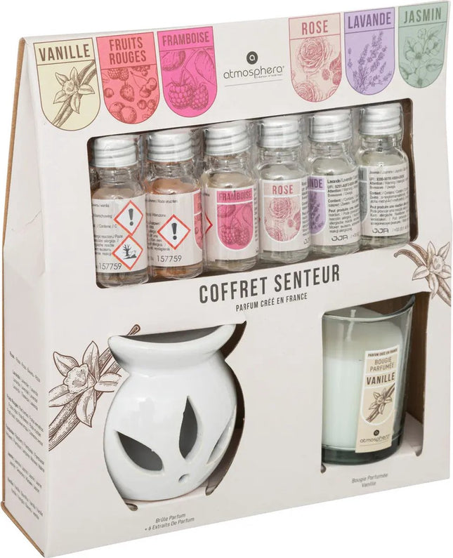 Geurolie Cadeauset/Geschenkset met Oliebrander-Geurbrander-Giftset-Geurkaars Vanille