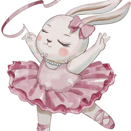 Wandsticker Konijn Ballerina - 61x50 cm - Muurdecoratie voor Kinderkamer - Ballet Muurstickers Meisjeskamer - Zelfklevende Muurplaat - Babykamer