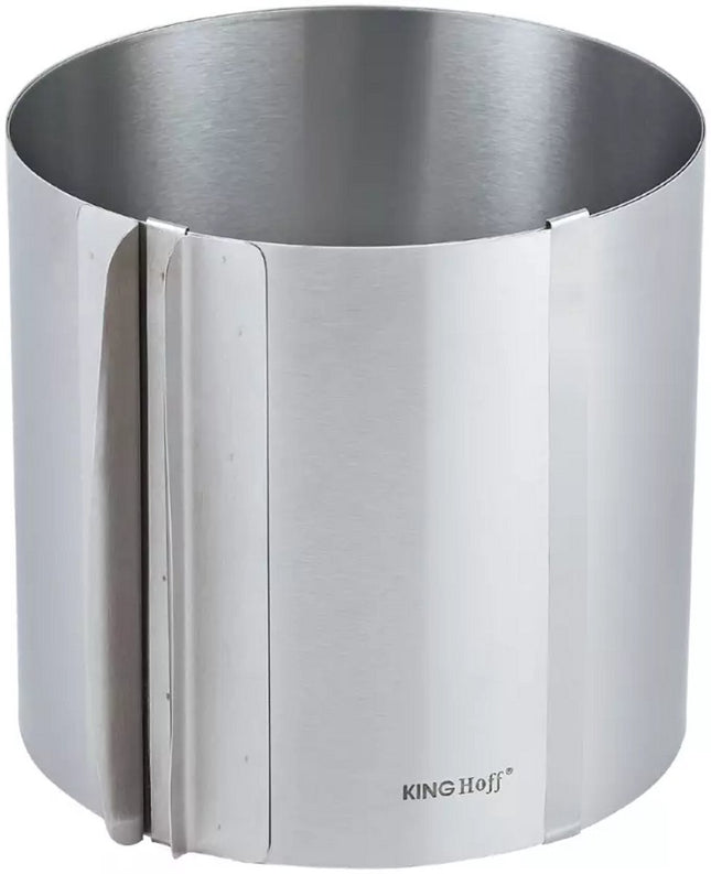 Kinghoff Ronde Verstelbare Cake Ring - Roestvrij Staal - Ø 16-30 cm x 15 cm Hoogte - Satijn Afwerking - Verstelbare taartvorm - Bakvorm