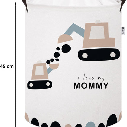 Graafmachine Speelgoedopbergmand - Katoenen Opbergbox met "I Love My Mommy" - Kinderwasmand - 43 Liter - 35x35x45 cm - Speelgoedmand - Sipo