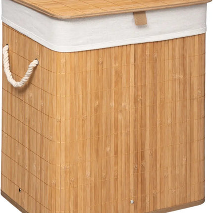 5Five Wasmand van bamboe - 60 liter - 41 x 30 x 50 cm - met deksel