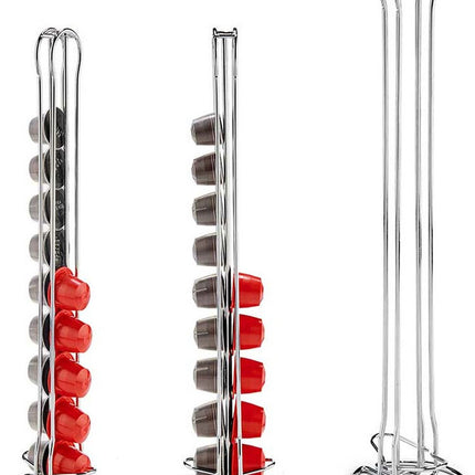 Kinvara Koffie cup/capsule houder/dispenser - metaal - voor 20 cups - D10 x H38 cm - Geschikt voor Nespresso cups