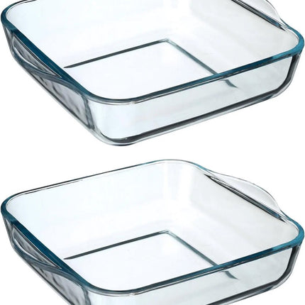 Secret de Gourmet ovenschaal vierkant - Glas - 22 x 6 cm - Set 2x
