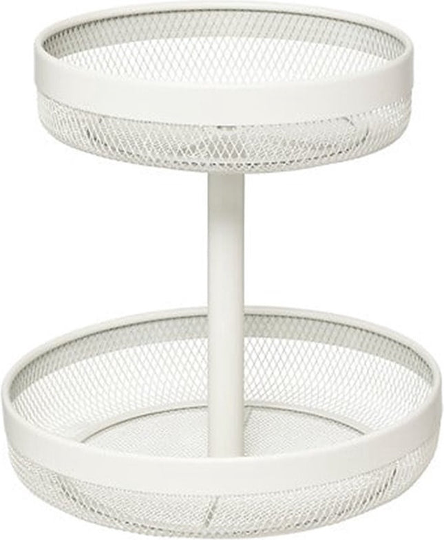 5Five Fruitschaal/fruitmand 2-laags model Double Fruit - metaal - D30 x H31 cm - wit - rond - Fruitschalen met ruime capaciteit