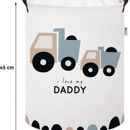 Truck Speelgoedopbergmand - Katoenen Opbergbox met "I Love My Daddy" - Kinderwasmand - 43 Liter - 35x35x45 cm - Sipo - Speelgoedmand - Kledingmand