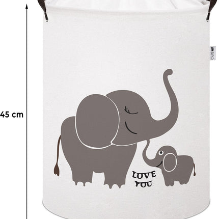 Sipo Speelgoedmand Olifant - Katoenen Opbergmand voor Speelgoed - Met Opdruk "Love You" - 43 Liter - 35x35x45 cm - Wasmand - Opbergmand - Multifunctioneel