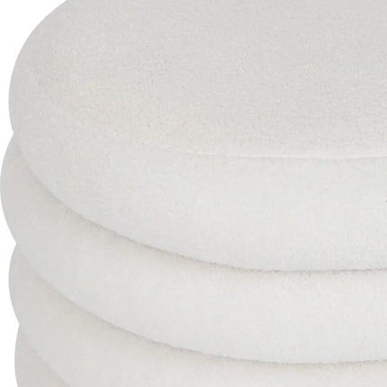 Atmosphera Bouclé opbergpoef - 59x45x40cm - Wit