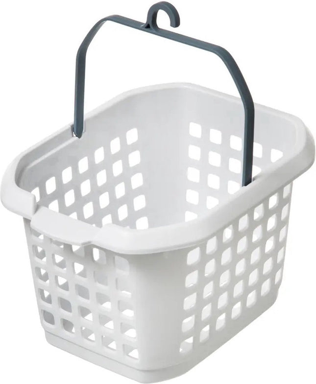 5Five Wasknijpers ophang mandje/bakje - 22 x 13 x 17 cm - wit - kunststof - Wasknijpers opbergen - Knijpermandje