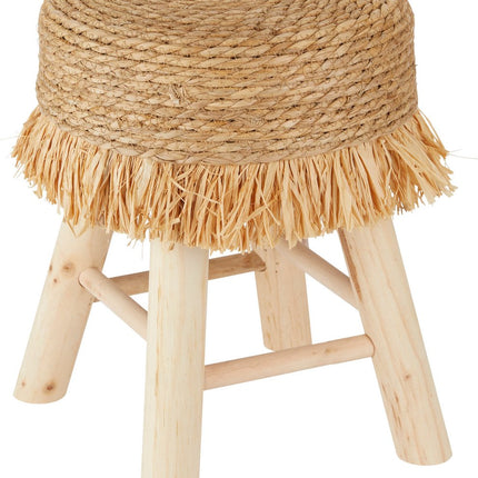Atmosphera Gimpo Krukje/Poef - Ø30xH40cm - Voetbankje - Beige