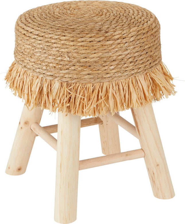 Atmosphera Gimpo Krukje/Poef - Ø30xH40cm - Voetbankje - Beige